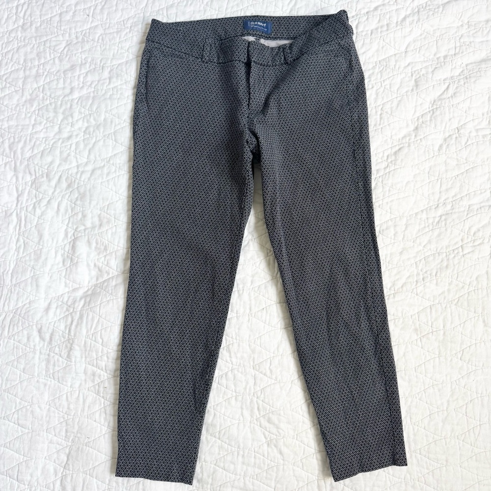 Old Navy Pixie Ankle Pants Size 8 Geometric Preppy Office Casual Stretch Black
